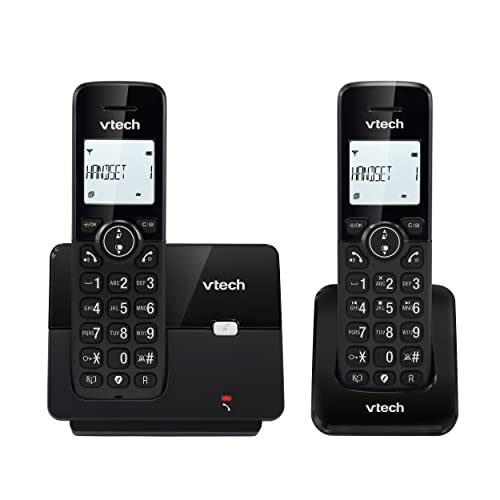 VTech CS2001 schnurloses Telefon mit 2 Mobilteilen, ECO+ Modus, Festnetztelefon, schwarz, Anrufsperre, Freisprechfunktion, große Tasten, Zwei Zeilen Display