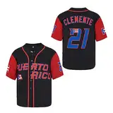 Roberto Clemente Baseballtrikot, Puerto Rico World Game Classic Kid Baseball Shirt Stitched, Schwarz, L