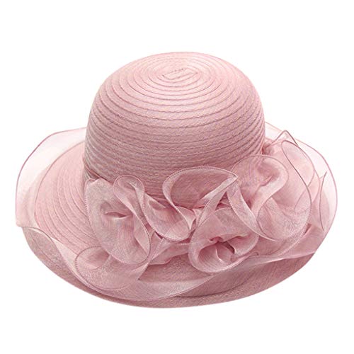 IQYU Strohhut MäDchen Mit Schleife-PanamahüTe Damen Sonnenstrohhut Mit Breiter Krempe Upf 50 Sommerhut Faltbarer Sonnenschutz Breite Krempe Sommerkappe FüR Strand Golf Fedora & Trilby Hut Cap