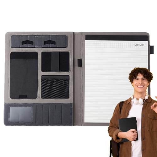 Business-Padfolio,PU-Leder-Padfolio-Inhaber von Rechtsdokumenten,Professioneller Dokumentenplaner mit Notizblock und Visitenkartenhalter für Konferenzen, Männer und Frauen
