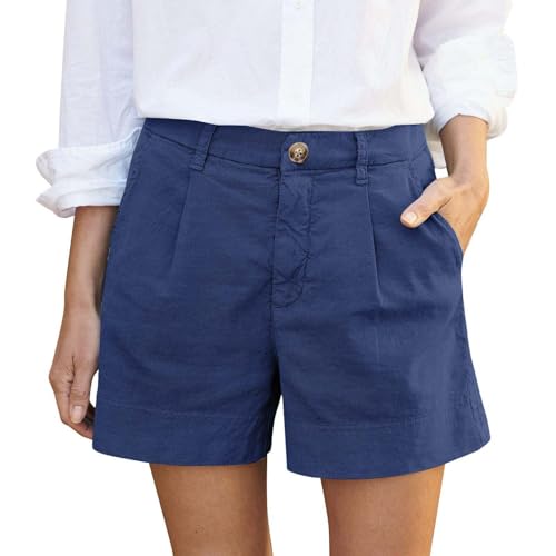 FASLOLSDP Shorts Damen Kurze, Hose Damen Elegant, Hohe Taille Weites Bein HeißE Hose Mit Taschen Bequeme Leichte Sommerhose Sommer Beach Strandshorts Luftige Atmungsaktiv Sweatpants Hotpants