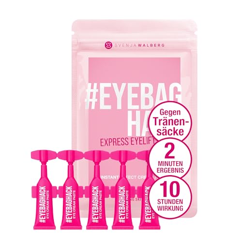 EYEBAGHACK – Express Eyelift Effect gegen Tränensäcke & Fältchen – Sichtbar glatte Augen in 2 Minuten – Invisible Flex Film Technology für bis zu 10h Wirkung – 5x wiederverschließbare Mini-Tuben