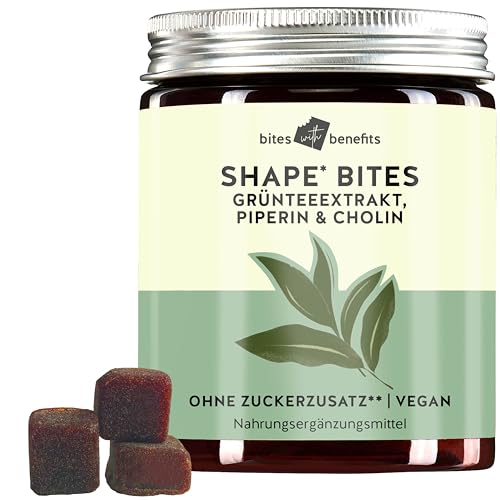 Stoffwechsel Vitamine Shape Bites - Fettstoffwechsel unterstützen mit Antioxidantien - Grünteeextrakt, Piperin und Cholin - Ohne Zucker & Süßstoffe - 45 Stück - Vegan - Bears with Benefits