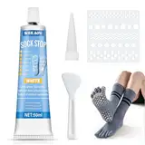 WEILAOK Socken Stopp Anti Rutsch Set, Sock Stop, Sockenstopper Flüssig, Sock Stop Creme, Antirutsch Kleber für Socken, Sockenstopper für Wollsocken, 50ml, Weiß