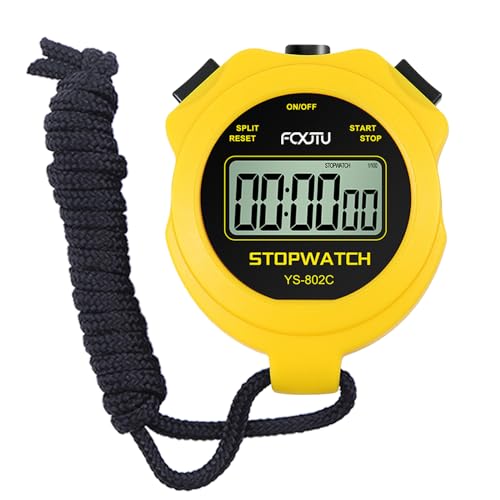 FCXJTU Einfacher digitaler Sport-Stoppuhr-Timer, Keine Glocken, Keine Uhr, kein Alarm, einfache Grundbedienung, lautlos, EIN/Aus, Reine Stoppuhr für Schwimmtraining, Lauftraining, Kinder, Trainer