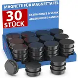 REORDA® Magnete für Magnettafel stark - 30x Starke Magnete für Whiteboard, Pinnwand, als Kühlschrank Magnete & Tafelmagnete stark haftend, Magnete rund - Schwarz