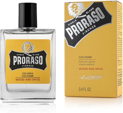 Proraso Cologne Wood and Spice, 100 ml, Eau de Cologne entwickelt für tiefgreifende Frische, Rasierwasser für Herren & After Shave, Made in Italy