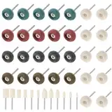 42pcs Polierscheibe Set 25mm Schleifmittel Polieraufsatz und Wollfilz Polierköpfe, Polieraufsatz für Akkuschrauber Bohrmaschine Rotationswerkzeuge, Polierset für Metall Holz Schmuck