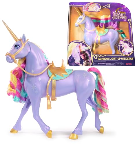 Unicorn Academy Licht-Magie Wildstar - mit Lichteffekten und Musik, ca. 28 cm großes Einhorn zur beliebten Netflix-Serie, für fantasievolles Rollenspiel, für Kinder ab 4 Jahren