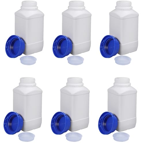 Lxoraziy 6 Stücke 250 ml Weithals-Flasche, HDPE Plastikflaschen mit Schraubverschlüssen, Leere Chemiekalienflaschen, Laborflasche für Labor, Küche oder Hobby