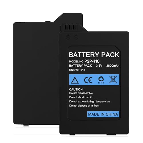 Real 3600mAh hohe Kapazität Qualität 3.6V für PSP 1000 Akku, wiederaufladbare PSP 1000 Akku-Ersatz für Sony PSP 1000 PSP-110 Konsole (NICHT kompatibel mit PSP-2000/3000 oder PSP Slim)