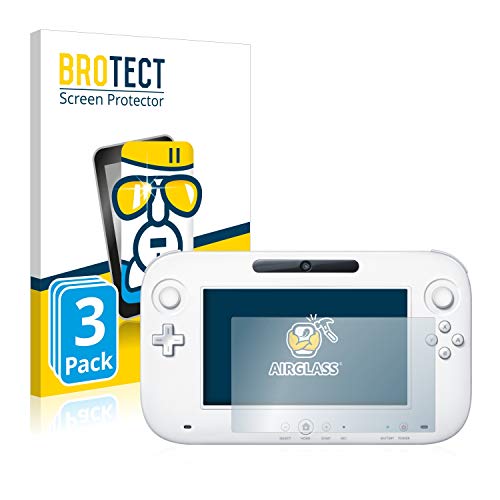 BROTECT Schutzglas für Nintendo Wii U GamePad (Controller) (3 Stück) Schutzfolie Panzer Folie Glas [Extrem Kratzfest 9H, Anti-Fingerprint, Ultra-Transparent]
