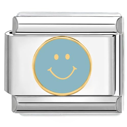 Quiges 9mm Italian Style Charm Modell Edelstahl Smiley für Italien Charm Armbänder