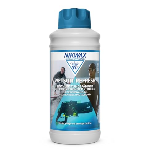 Nikwax Wetsuit Refresh 1L - Reiniger, Pflegemittel & Deodorant für Neoprenanzüge & Neoprenanzugzubehör. Leistungsstarkes Neoprenanzugshampoo und -erfrischer mit Ozeanbrise-Duft