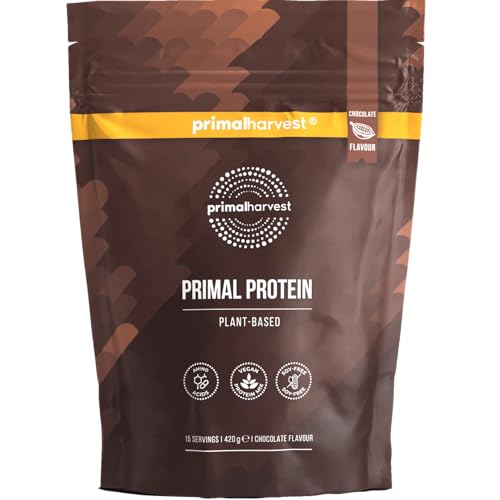 Primal Protein von Primal Harvest - Ein hochwertiges veganes Proteinpulver aus Fava-Bohnen-, Kichererbsen- und Reisprotein mit 20 g Protein pro empfohlener Tagesportion & leckerem Schokoladengeschmack