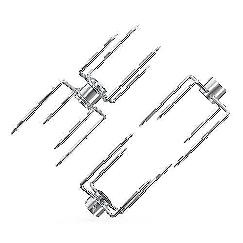 Onlyfire Fleischklammer für Drehspieß, Fleischnadeln für Grillspieß und Rotisserie, für 12 MM Hexagon & 10 MM und 8 MM Quadratische Spießstangen, Drehspieß Zubehör zur Fixierung von Grillgut