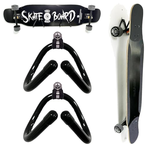 Pmsanzay Universal-Skateboard-Wandhalterung, 2 Stück, horizontal / vertikal zur Wandmontage – passend für praktisch alle Cruiser-Boards, Skateboards, Penny-Boards, Longboards usw. (Hardware im