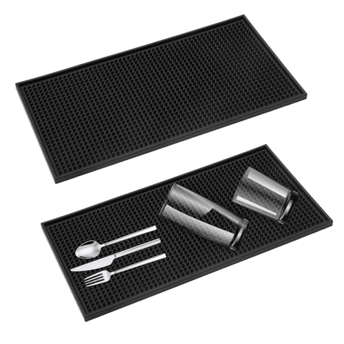APOMOONS 2 Stück 30 X 15 cm Barmatte, Schwarz Abtropfmatte Spüle Abtropfmatte Geschirr Bar Matte Schnelles Trocknen Von Gläsern Geschirr Trocknungs Pad für Bar, Club, Küche, Restaurants, Theken, Café