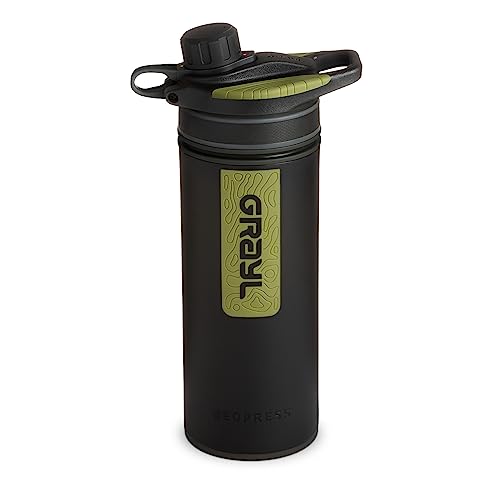 GRAYL GeoPress 710ml Outdoor Wasserfilter Trinkwasser I Eliminiert 99,99% aller Bakterien und Viren I Perfekt für Camping, Survival und Reisen (Black Camo)