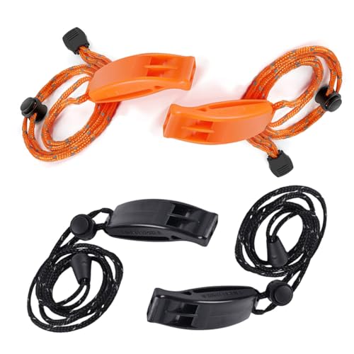 OHREN 4pcs Super Laute Notfallpfeife Sicherheitspfeife mit Lanyard, ideal für Kajakfahren, Bootfahren, Schwimmen, Überleben im Wasser, Wandern, Camping, Klettern