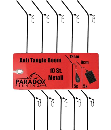 Paradox Fishing Anti Tangle Boom 10 Stück Metall 9cm/12cm I für Grundblei Feederzubehör Feeder Angeln Grundangeln Futterkorb Angeln