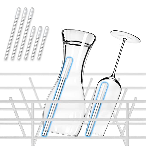 ecooe 6er-Set Flaschenhalter für Spülmaschine Glashalter mit verlängerte Silikonkappe Universelle Spülmaschineneinsatz für Weizengläser, Sektfläser, Biergläser usw. (17 cm, 11,5 cm)