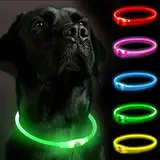 Leuchthalsband Hund, Hundehalsband Leuchtend Aufladbar, LED Halsband für Hunde, Leuchtband Hund Einstellbare Größe Hunde Leuchthalsband Sicherheit für Ihren Hund in der Nacht(Green2)