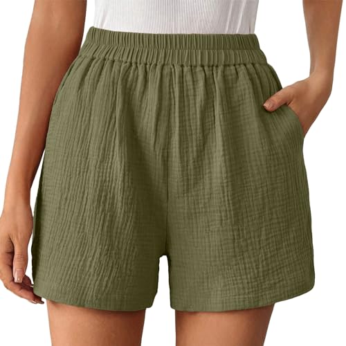 Dasongff Kurze Hosen Damen, Activewear-Shorts, Frauen Locker Sommerhose Stretch Leicht Strandhose Strand Shorts Sweatpants Freizeit Shorts Strandshorts Mit Taschen Beach Pants Outdoorhose