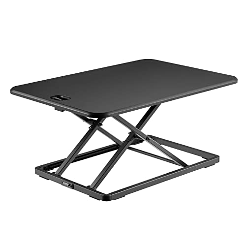 WilTec Toboli Schreibtischaufsatz 67x47cm höhenverstellbarer Steh-Sitz Schreibtisch für Laptop und Monitor