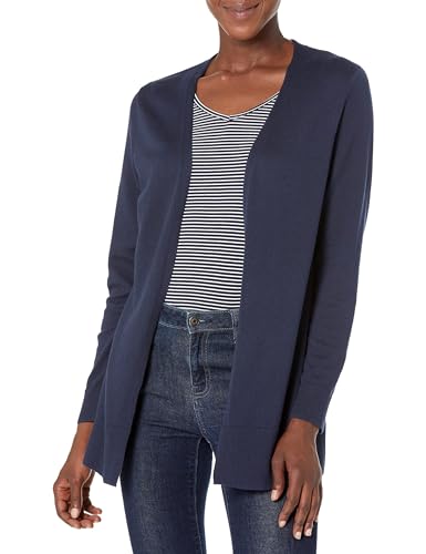 Amazon Essentials Damen Leichte Strickjacke, Vorne Offen (Erhältlich In Übergröße), Marineblau, L