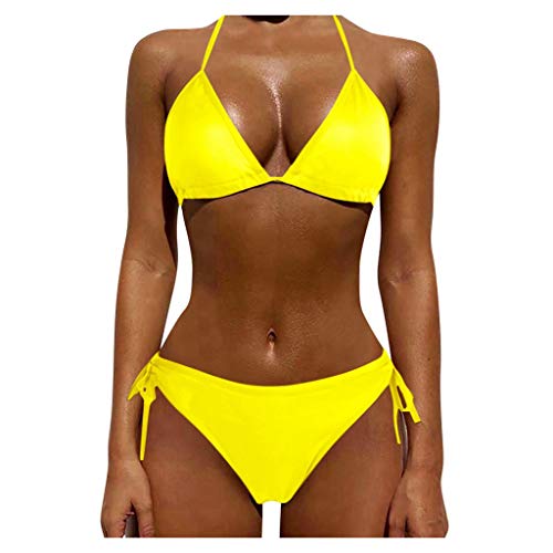 Generisch Damen Bikini Set U Ausschnitt Rückenfrei Bandeau Bikini Bademode Cut Out Zweiteiliger Badeanzug Swimsuit Bikini Glitzer Bikini Damen Set Schwarz Sexy