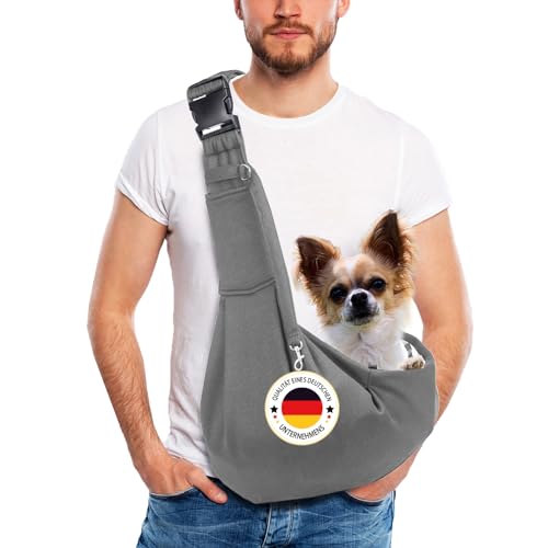 Hundetragetasche bis 10kg, verstellbare Hunde Tragetasche Hund, Hundetasche für kleine Hunde und Katzen, Tasche für unterwegs, Hundetrage Tasche Hund, Dog Carrier, Transporttasche (Grau)