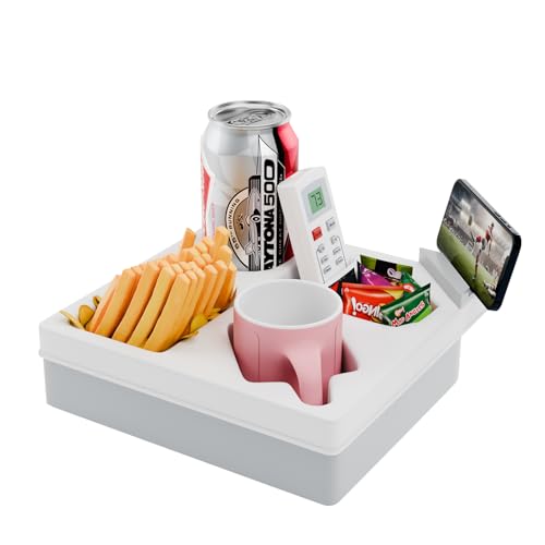 Limershow Couchbar Snackbox - Couch Bar mit Snackschalen - Organizer Tablett - Hochwertiges Sofatablett aus Kunststoff und Silikon - Couch Tablett mit Getränkehalter - Geschenke für Frauen und Männer