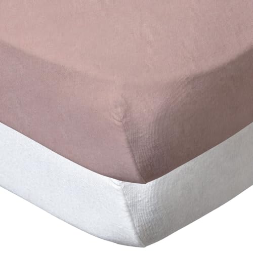 BabyCalin - Spannbettlaken, Weiß/Rosa, 70x140 cm (2er Pack)