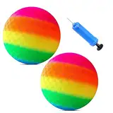 KERANEET 2 Stück PVC Regenbogen Ball Bouncy Kickbal Kinder Wasserball Strandball Kinder Spielball Wasserball Bouncy Ball Ball Kinder für Backyard Park und Beach Outdoor Fun