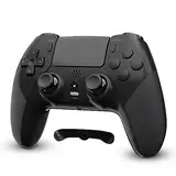 CHEREEKI Controller für PS-4, Wireless Bluetooth Controller Kompatibel PS-4/Pro/Slim Gamepad Joystick mit Programmierbare Tasten/Turbo/Dual Vibration/6-Achsen Gyro Sensor/Touchpanel Schwarz