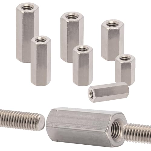 Stahlia Gewindemuffe M10 x 40mm Distanzhülsen Edelstahl (4 Stück) Einschraubmutter DIN 6334 Abstandshalter Hülsenmutter Sechskant Verbindungsmutter Gewindehülse Langmutter