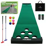 Kofull Golf Puttingmatte Puttingmatte Golf Indoor（kostenlose 2 Golfputter + 6 Golfbälle Driving Golf Schlagmatten, Golf Green für Garten, 327 x 50 cm