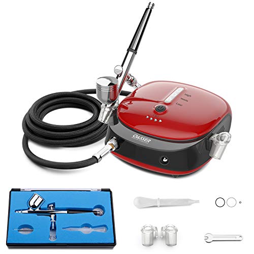 Oasser Airbrush Set Kompressor Dual Action 3 Modi wiederaufladbarer 1000mAh Akku 0,3mm Düse 7CC Tasse Airbrush Pistole für Modell, Kuchen, Kosmetik, Lackierung