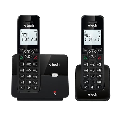 VTECH CS2001 Schnurloses DECT-Telefon mit 2 Mobilteilen für zu Hause, mit Blocker für unerwünschte Anrufe, Lange Reichweite zuverlässig bis zu 300 m, Anrufer-Identifikation