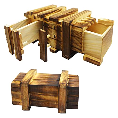 Osuter 2PCS Magische Geschenkbox aus Holz Creative Holzgeschenkbox Puzzle Box Geheimfach Magische Rätselbox Geldgeschenke Verpackung Zauberholzkasten für Erwachsene
