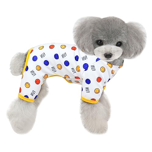 HuaLiSiJi Hundepyjama Kleine Hunde,Elastisch und Bequem Weich und Warm Einfach an und Auszuziehen für Kleine und Mittelgroße Hunde Geeignet (Blaue Punkte, XL)