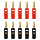 cobee Bananenstecker 4mm, 10Pcs 4mm Lautsprecher Bananenstecker Banana Plug für Lautsprecher Draht vergoldet Lautsprecher Draht Bananenstecker Steckverbinder (Gold)