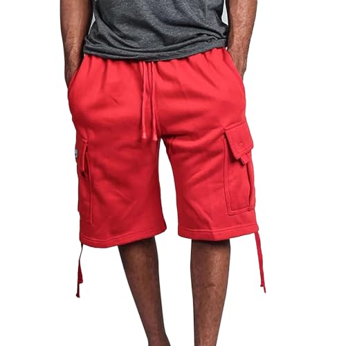 Hehiy Kurze Hosen Herren Sommer Baumwolle Cargo Shorts Laufshorts Einfarbig Locker Cargohose mit 6 Taschen Sommerhose Regulär Fit Sporthose Herren Sporthose Kurz Wanderhose Herren Lang KurzgrößE