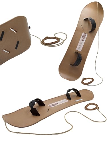 MOLTI PRO ECO Wood Snowboard für Kinder ab 5 Jahren mit Bindungen und Zugseil 80x23cm Rutscher Rodel Schlitten Erstes Training
