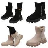 Gsheocm Stiefeletten Damen Grace Schneestiefel Warm Gefüttert Winterschuhe Ankle Boots Wasserdicht Snowboot mit Futter Winter Winterstiefel Damen Komfort Stiefel mit Reißverschluss Snow Winterboots