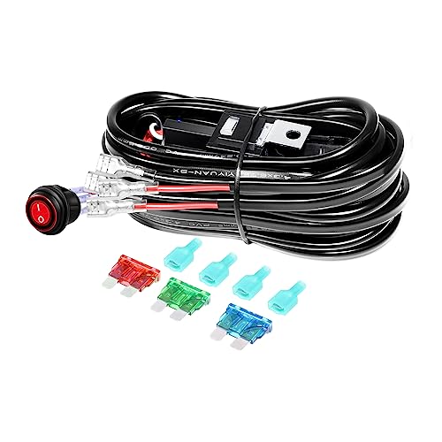 RIGIDON Kabelbaum Kabelsatz Relais Adapter für KFZ Scheinwerfer Arbeitsscheinwerfer Tagfahrleuchten Lichtleisten DC 12V/40A, ON/OFF Schalter Kit (für 2 Lampe max. 300W)