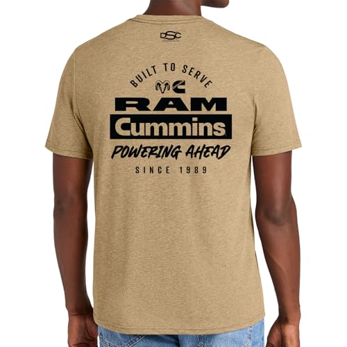 RAM Cummins Powering Ahead T-Shirt für Herren, offizielles Lizenzprodukt, exklusives Diesel Truck Tee von Detroit Shirt Company, Dune Heather, XX-Large
