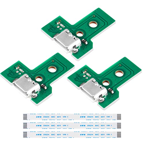 ALAMSCN 3 Stück JDS-055 USB Ladebuchse Ersatz Micro-USB-Adapter mit 12 poligem Flexkabel für 3. Generation Controller