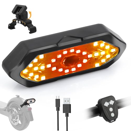 E Scooter Blinker mit USB Fernbedienung LED Scooter Rücklicht mit Sockel Einstellbare Richtung Scooter Zubehör mit Xiaomi Ninebot E Scooter Wasserdichtes Ultrahelles Warnleuchte Speziell für Scooter